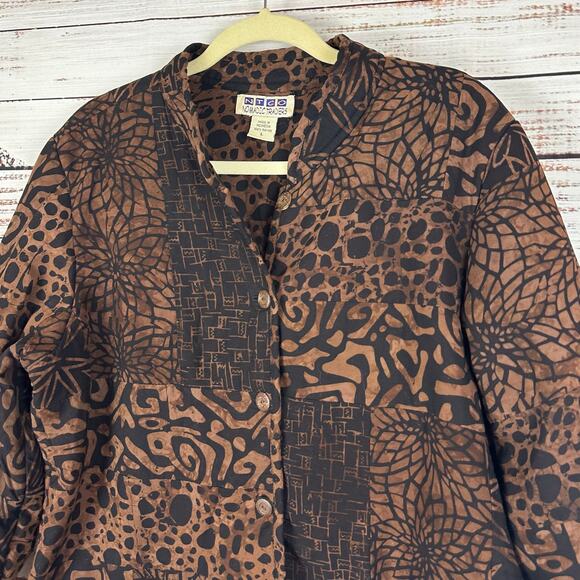 Women's Nomadic Traders Quilted Brown Animal Print Reversible Button Up Jacket L - Picture 2 of 7